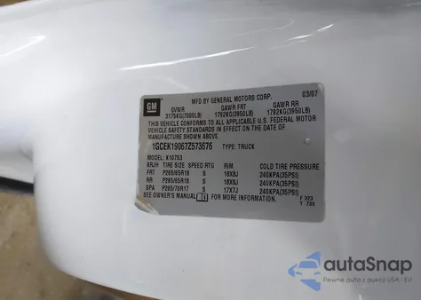 2007 Chevrolet Silverado 1500 Ltz z USA, uszkodzony, nr VIN 1GCEK19067Z573676